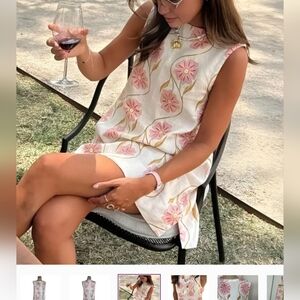 Commense Floral Print Mini Dress Sleeveless Casual Pink White Floral Size M NWOT